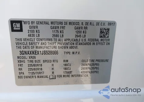 2018 Chevrolet Equinox Lt from USA, damaged, VIN 3GNAXKEX1JS528066